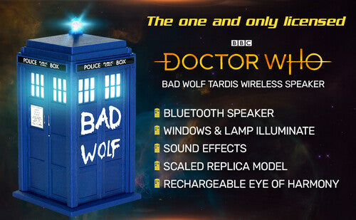 Fametek MTWOLF - Doctor Who - Bad Wolf Tardis Bluetooth Speaker with LED & Sound Effects