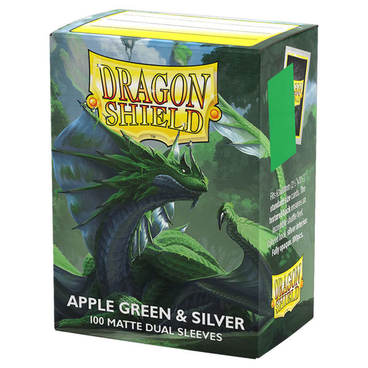 Dragon Shield Deck Protector: Dual Matte: Apple Green & Silver (100)