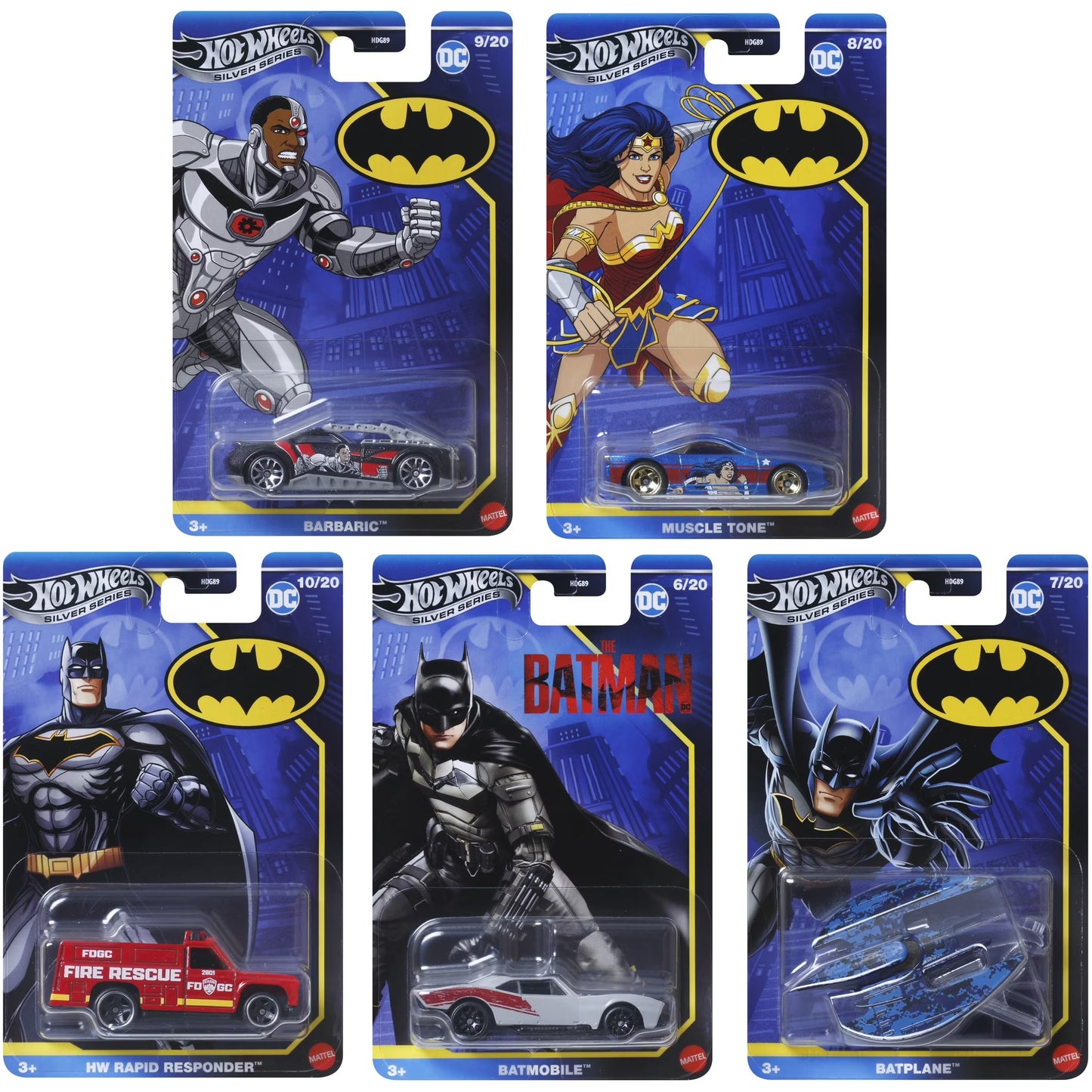 Mattel - Hot Wheels 1:64 Silver Series Batman Set of 5